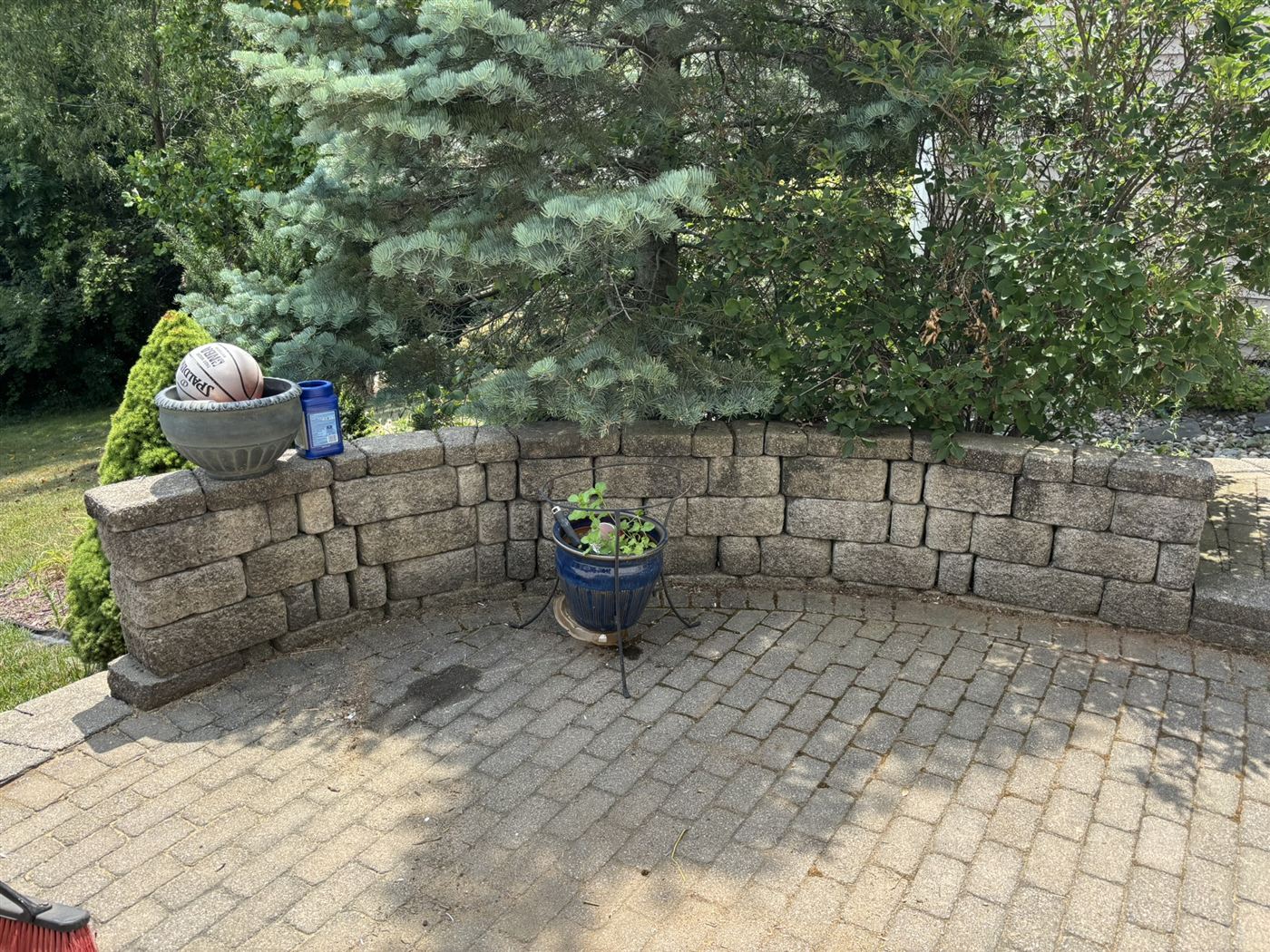 Patio cleared after demolished deck material was removed